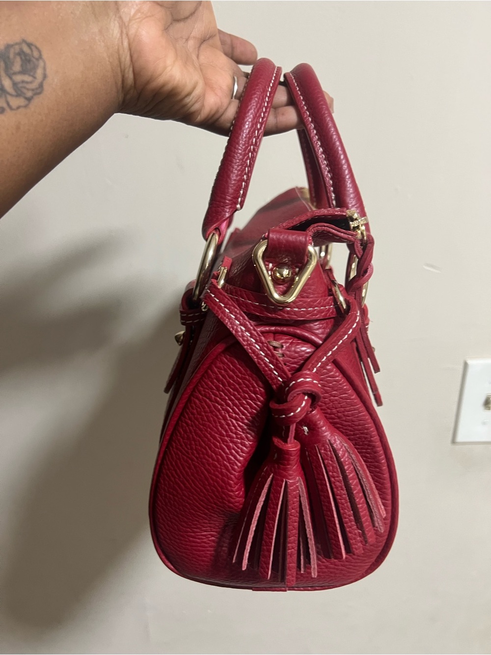 Dooney & Bourke Lucca Satchel in Cranberry - Picture 2 of 5